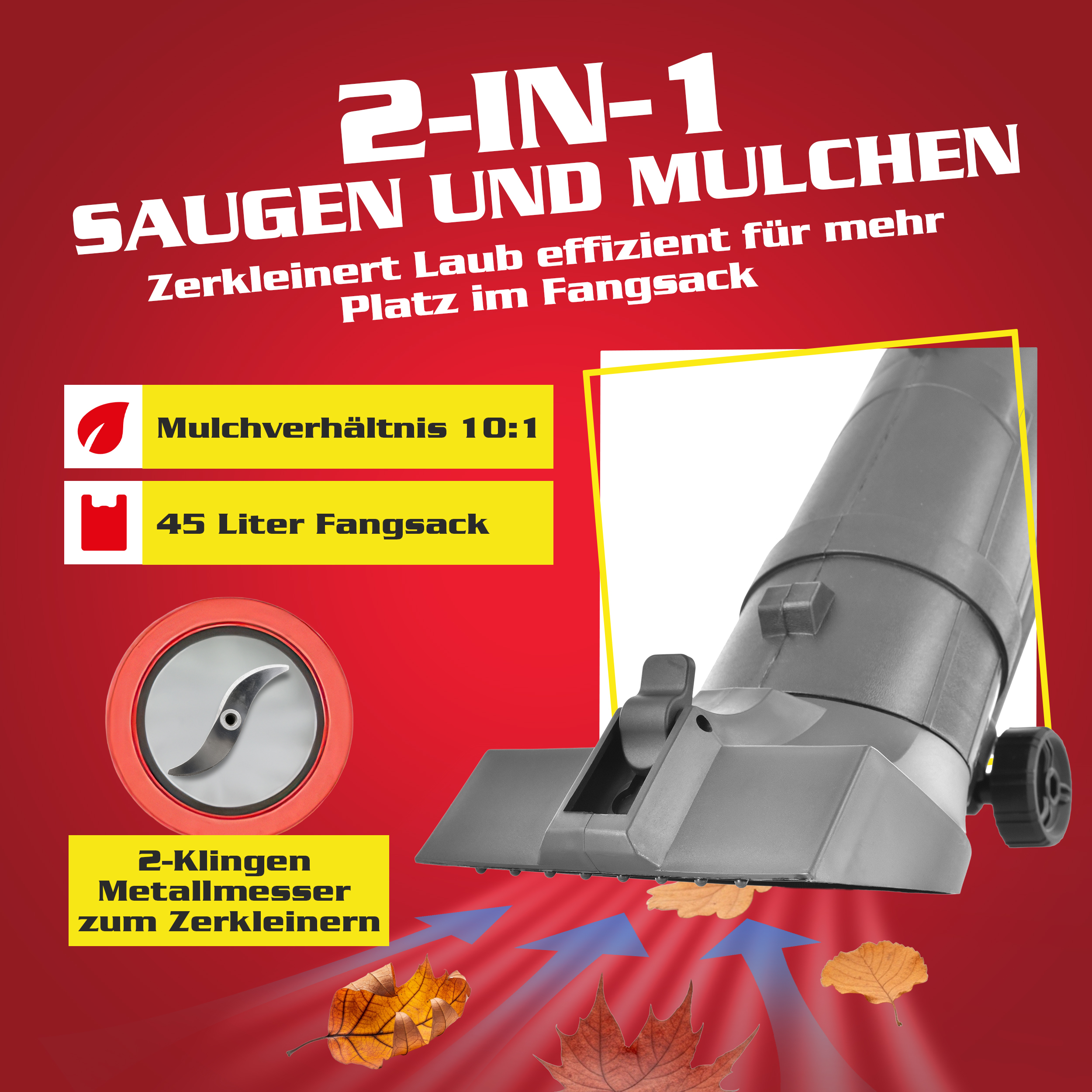 Laubbläser HECHT 3003 Elektro entfernt mühelos Blätter von Wegen