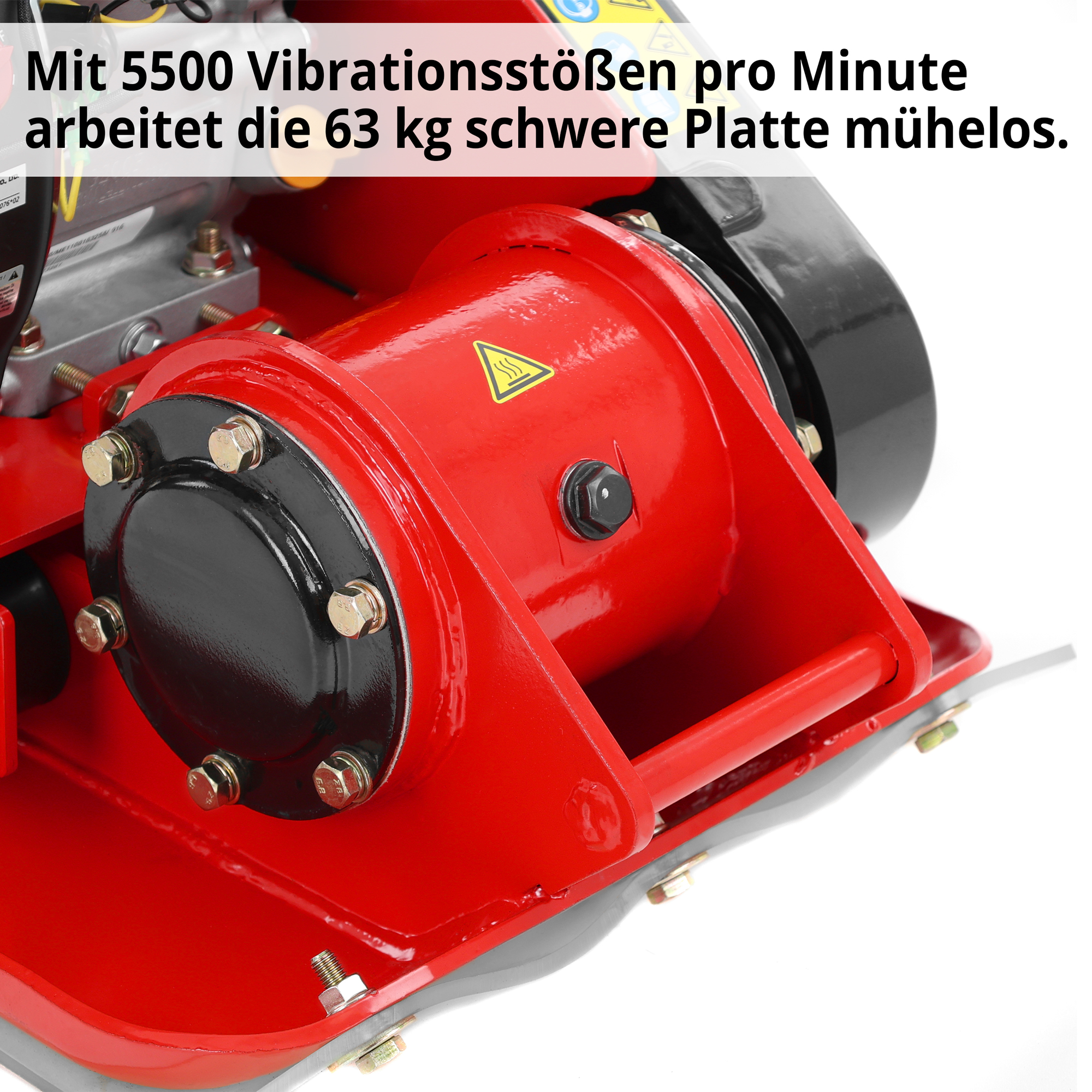 HECHT 1111 Rüttelplatte mit 5500 Vibrationsstößen pro Minute arbeitet die 63 kg schwere Platte mühelos
