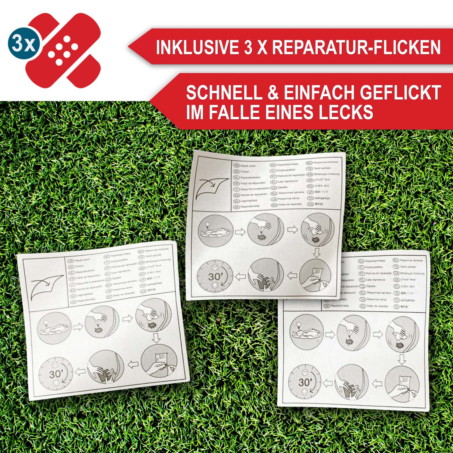 Schwimmtier Schwan - Inklusive 3 Reparatur-Flicken, schnell und einfach geflickt im Falle eines Lecks