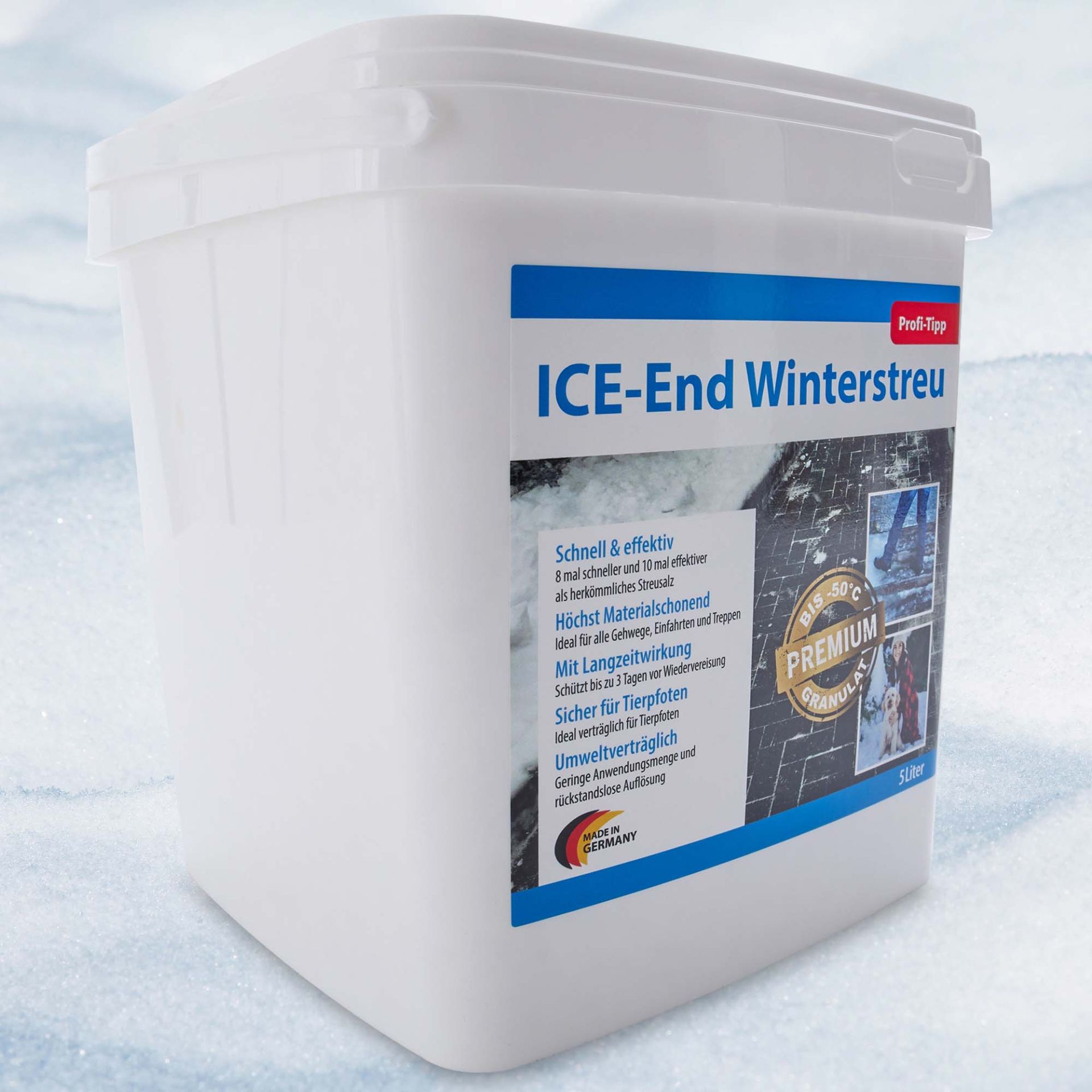Ice-End Winterstreu, hinterlässt keine weißen Rückstände - Streusalz Ersatz