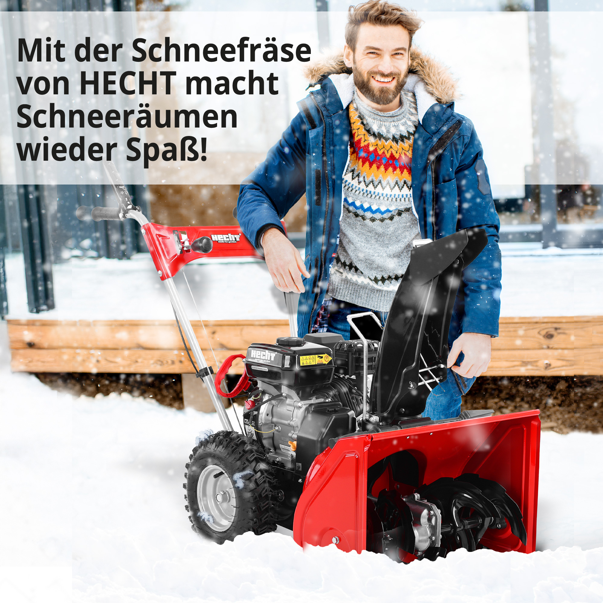 Mit der Benzin Schneefräse von HECHT macht Schneeräumen endlich wieder Spaß