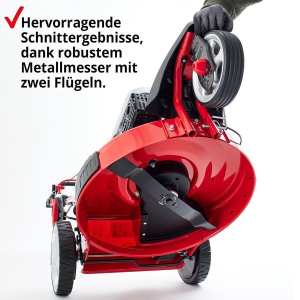 HECHT Benzin Rasenmäher 5563 SXE Benzin Rasenmäher mit robustem Metallmesser 