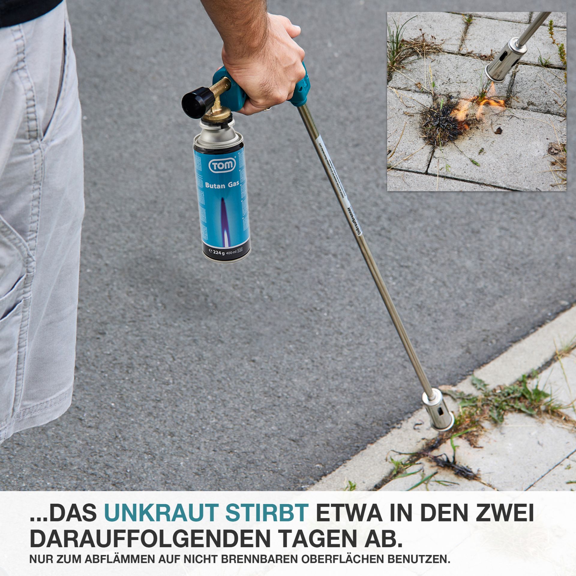 TOM UB-300 Unkrautbrenner; Unkraut stirbt nach 2 Tagen ab