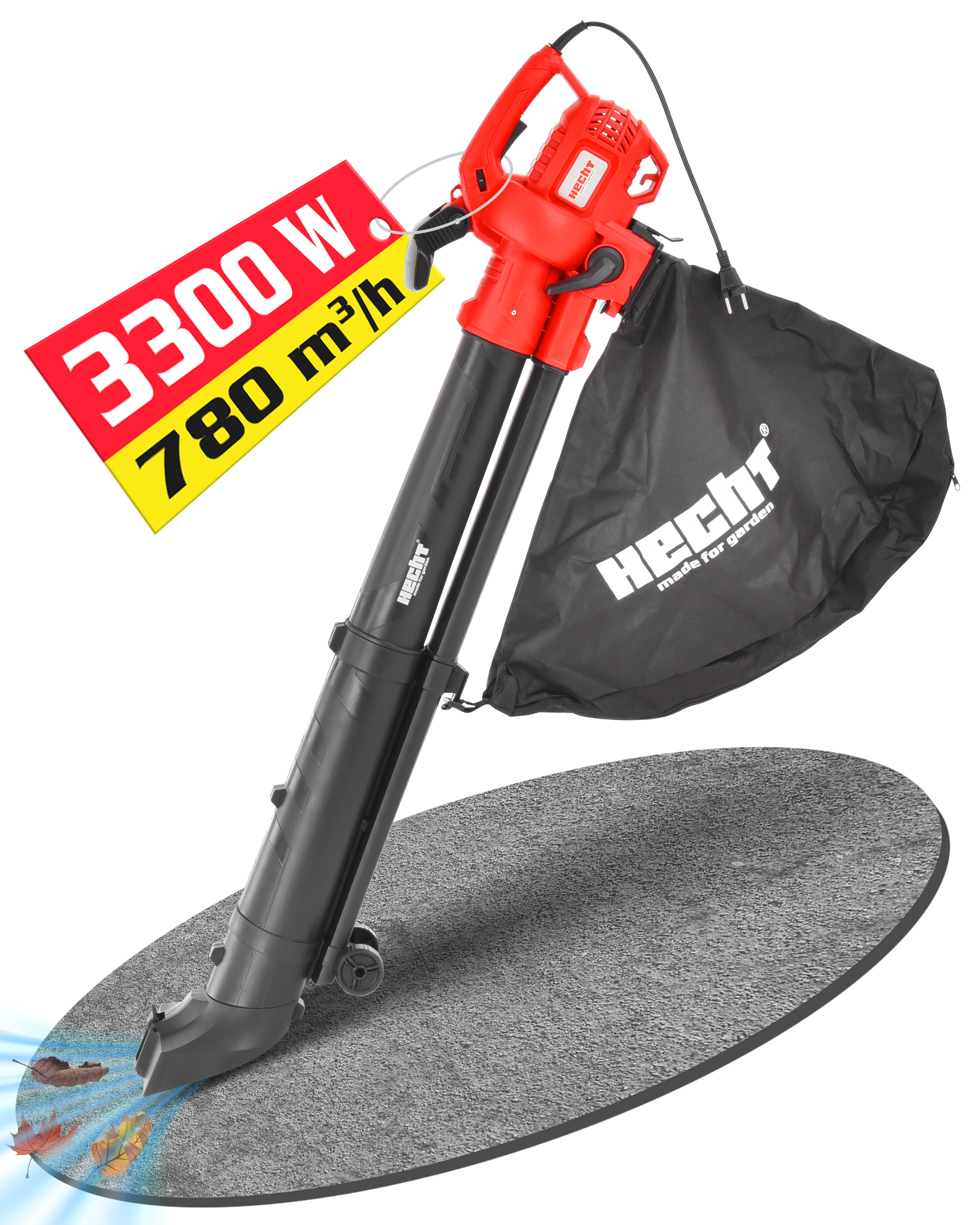 Laubsauger HECHT 3303 mit 3000 Watt Motor und großem 45 L Fangsack