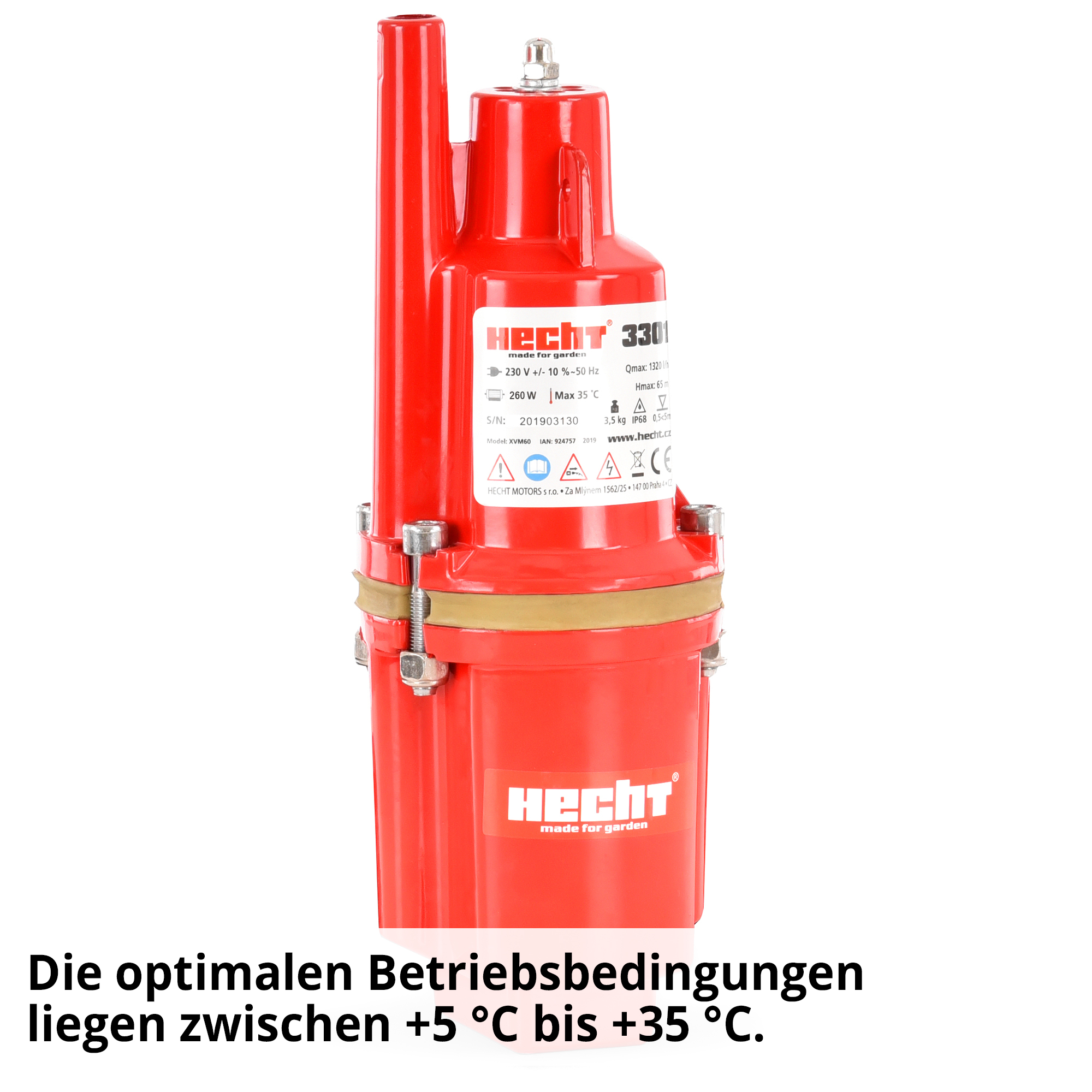 Membranpumpe; Optimale Betriebsbedingungen zwischen +5 bis +35 Grad Celsius