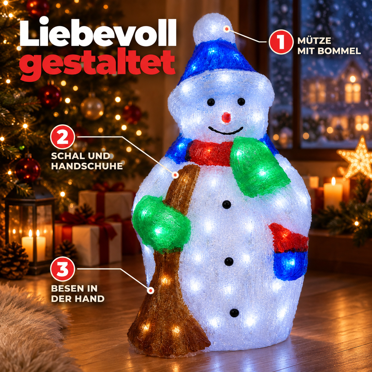 Weihnachtsfigur Schneemann: Rundum gestaltet aus jedem Winkel (Dieses Bild wurde mit Hilfe von KI generiert.)