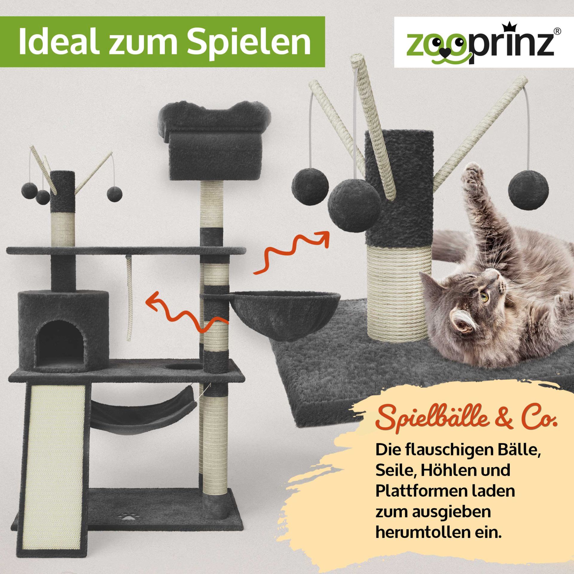Katzenbaum Emma; Ideal zum Spielen mit den Spielbällen