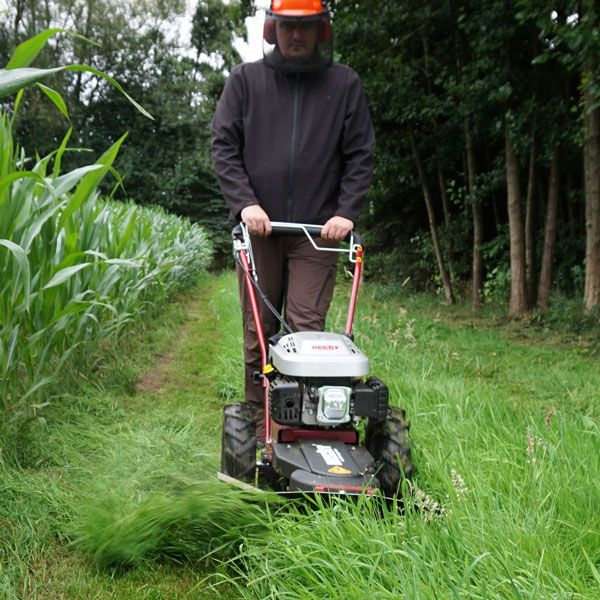 Hecht Trommelmäher 5060 in Aktion bei Hohem Gras  Hecht Trommelmäher 5060 in Aktion bei Hohem Gras