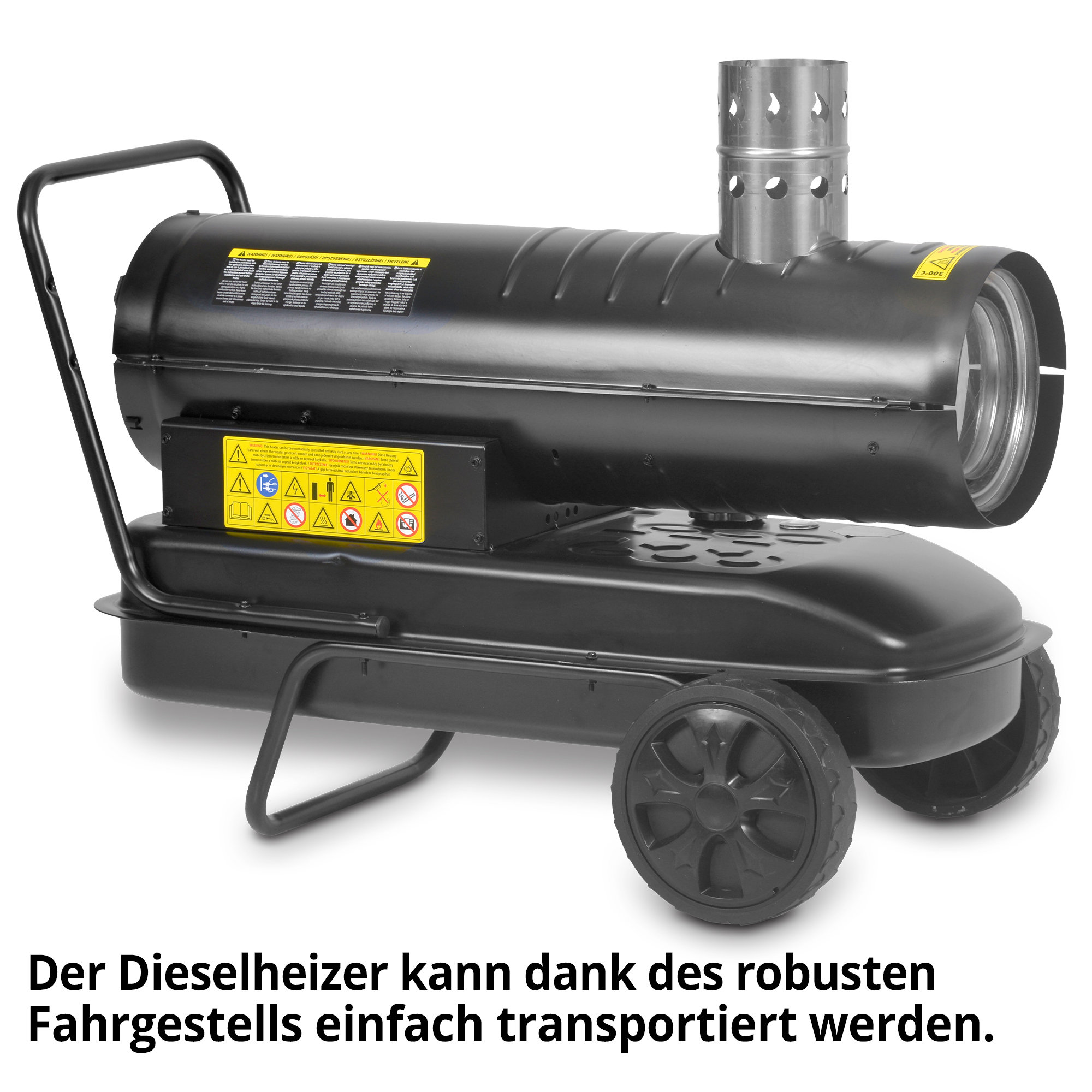 Diesel Heizkanone; Einfacher Transport dank robustem Fahrgestell