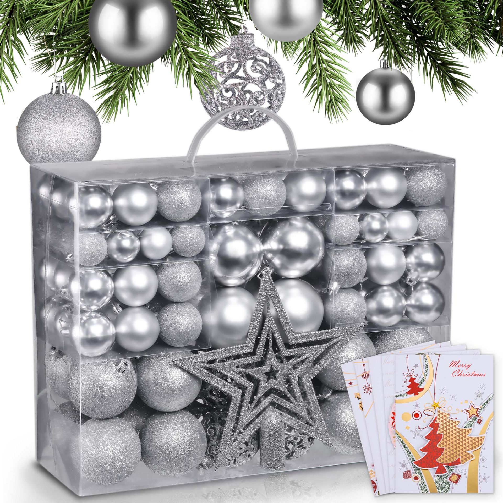 ONBEST, Weihnachtskugeln Silber, Artikelnummer 44228