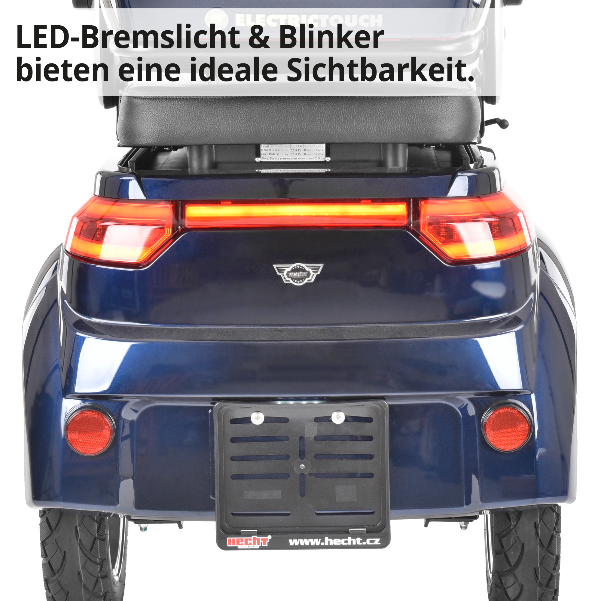 Hecht WISE BLUE Elektro Seniorenmobil mit LED-Bremslicht und Blinker für eine ideale Sichtbarkeit