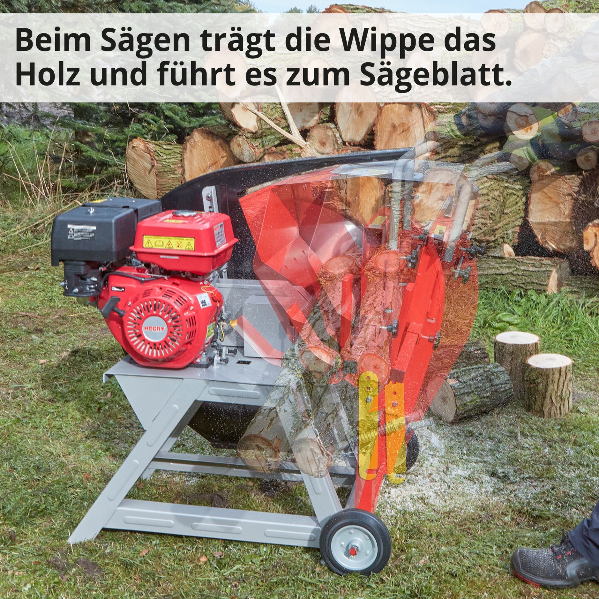 HECHT Benzin Wippkreissäge 890 Wippkreissäge zur effizienten Feuerholz Verarbeitung  HECHT Benzin Wippkreissäge 890 Wippkreissäge zur effizienten Feuerholz Verarbeitung