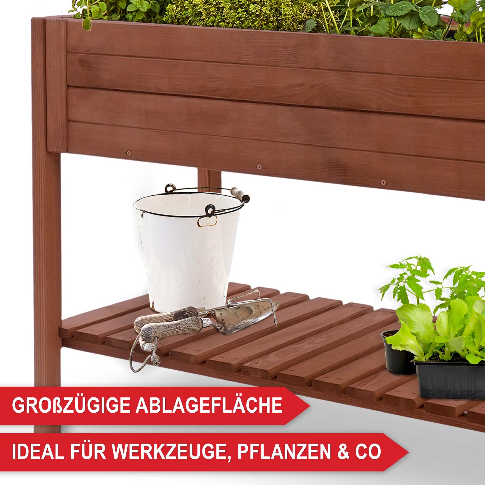 Hochbeet Summer - großzügige Ablagefläche, ideal für Werkzeuge, Pflanzen