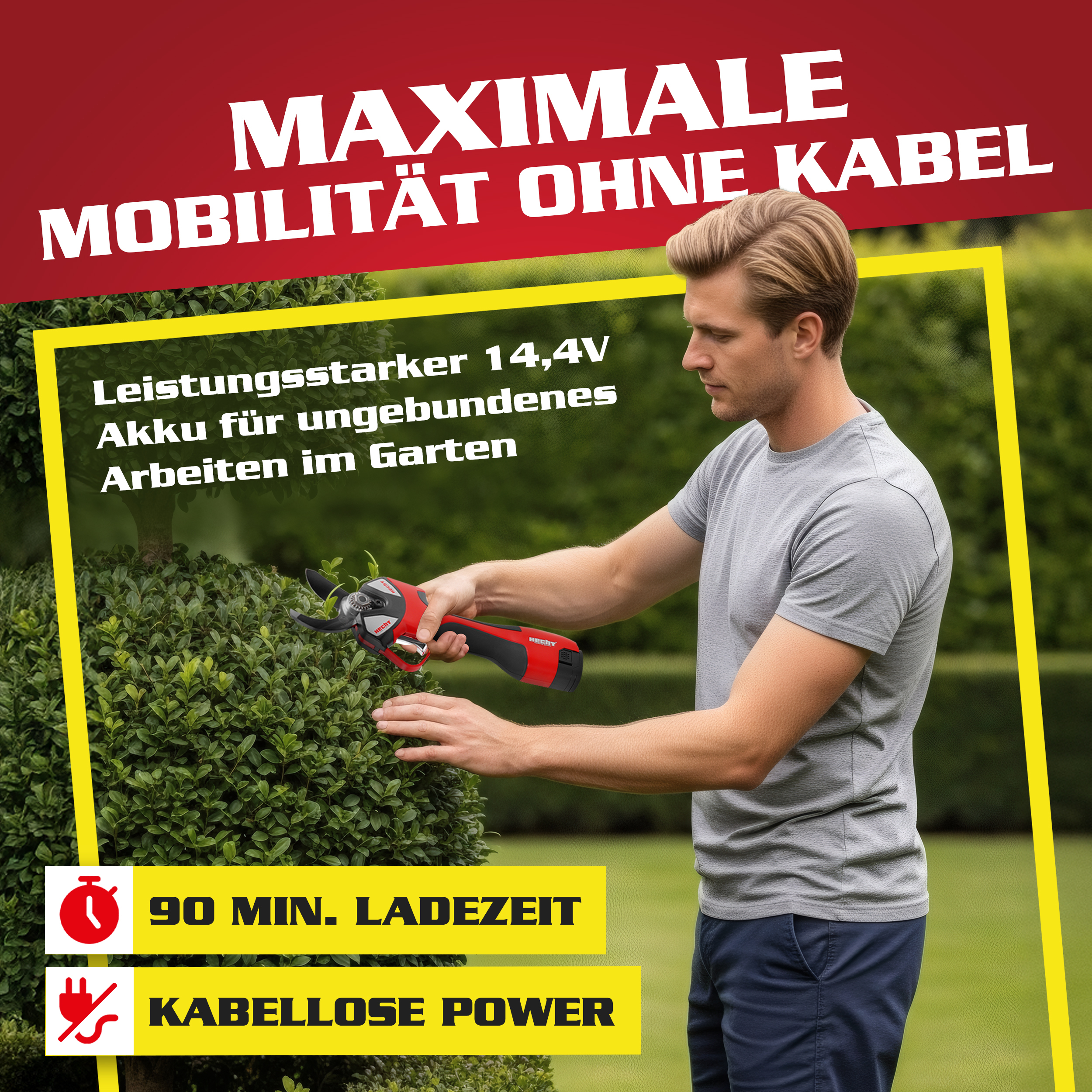 Baumpflege Set mit kabelloser Akku-Schere für flexibles Arbeiten im Garten