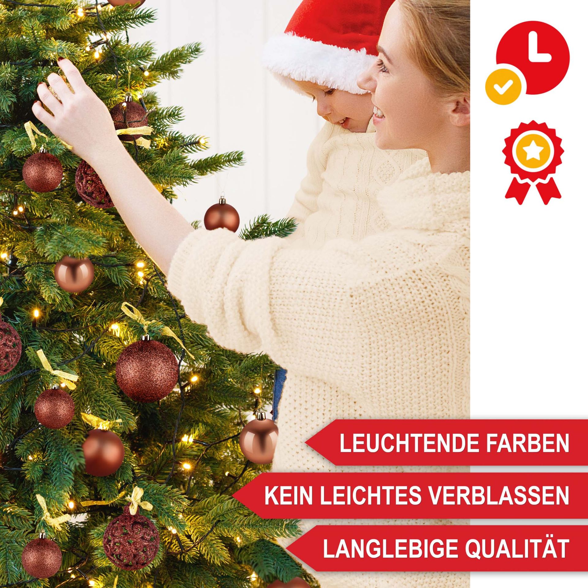 Weihnachtskugeln braun - Leuchtende Farben, kein leichtes verblassen, langlebige Qualität