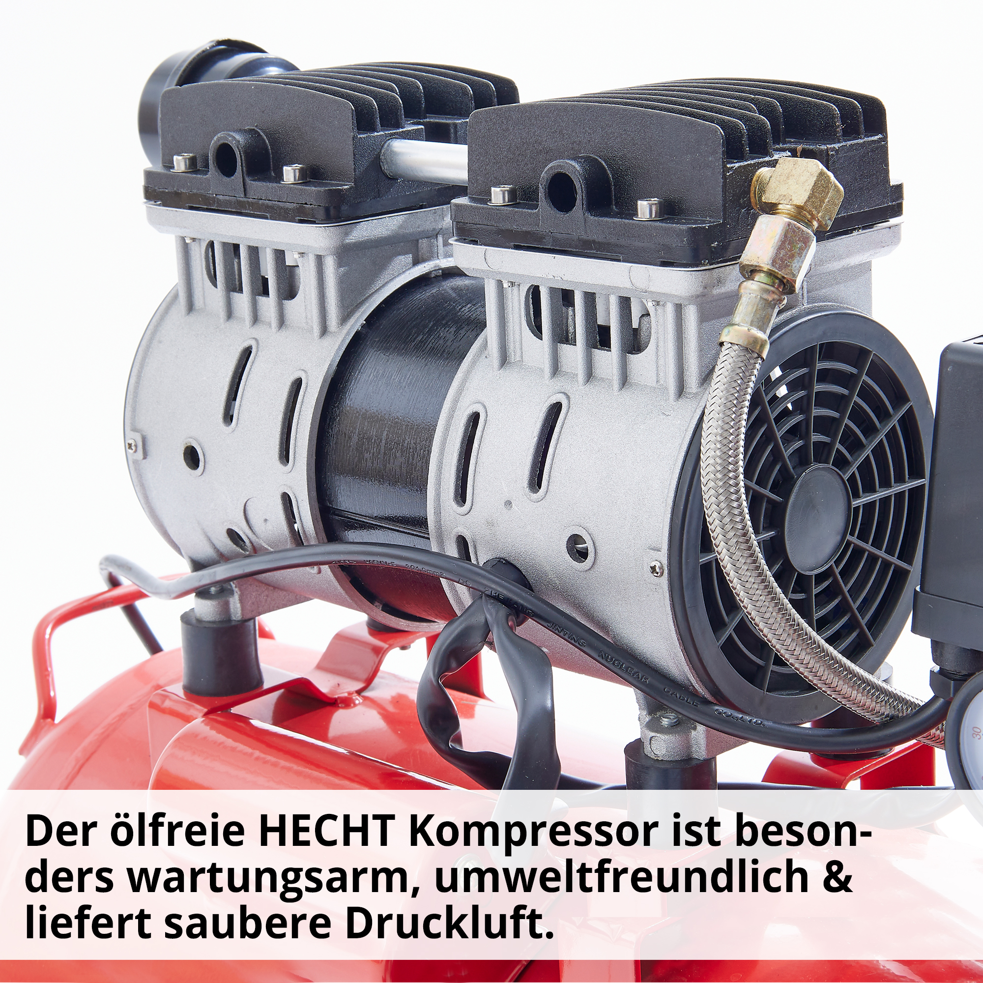 Flüster Kompressor; Ölfrei, wartungsarm und umweltfreundlich: liefert direkt sauberer Druckluft