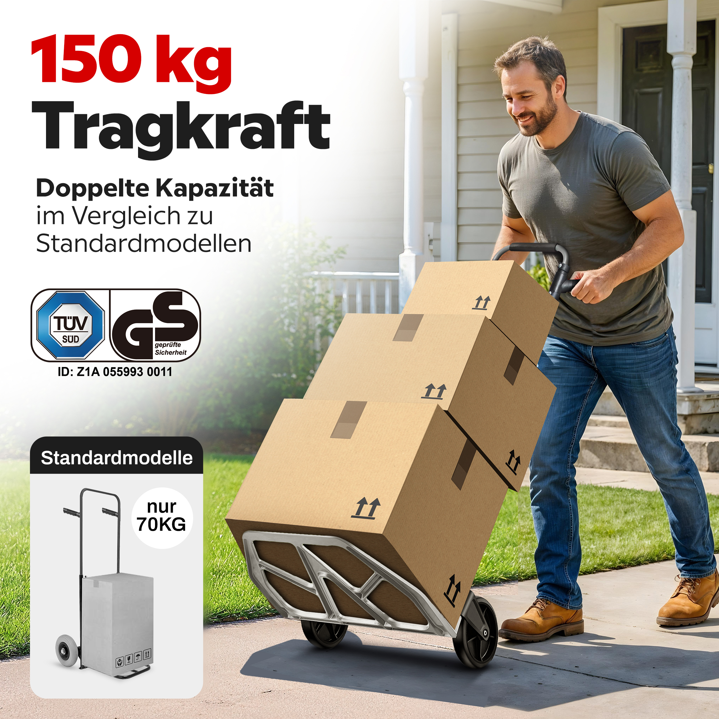 Sackkarre ONBEST klappbar mit 150 kg Tragkraft Sackkarre ONBEST klappbar mit 150 kg Tragkraft