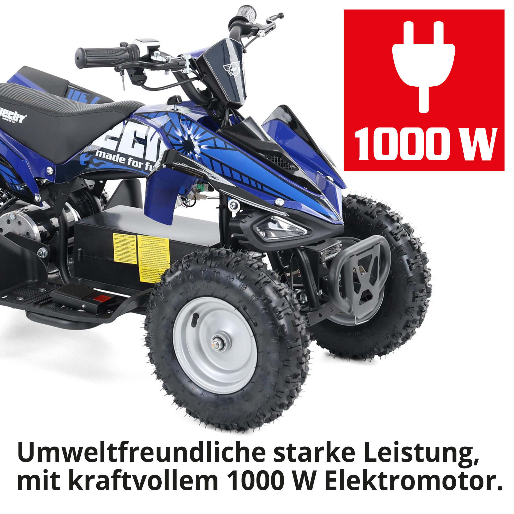 Hecht 54100 Blau QUAD mit umweltfreundlicher starken Leistung, mit kraftvollen Elektromotor