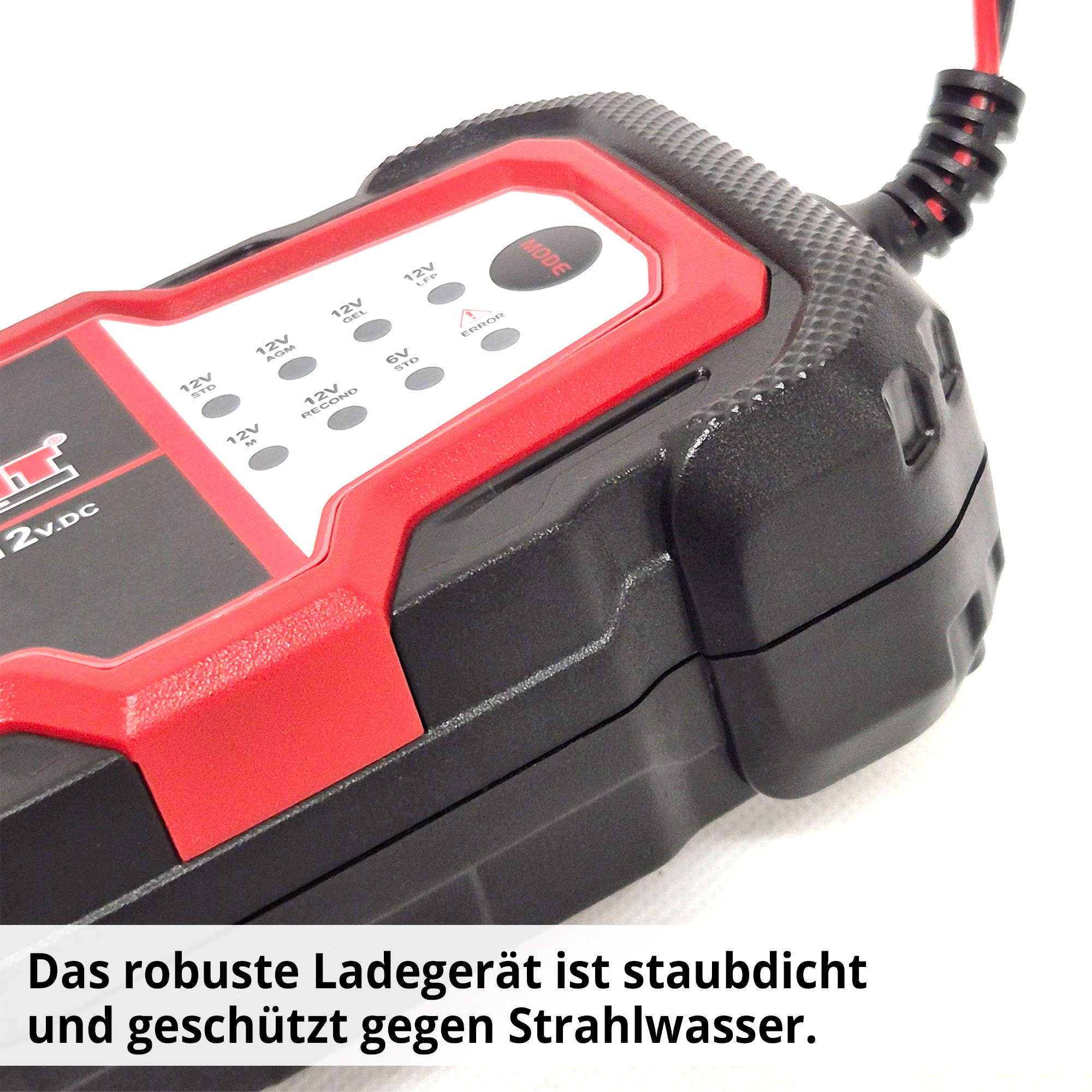 HECHT 2019 Erhaltungsladegerät; Das robuste Ladegerät ist staubdicht und geschützt gegen Strahlwasser