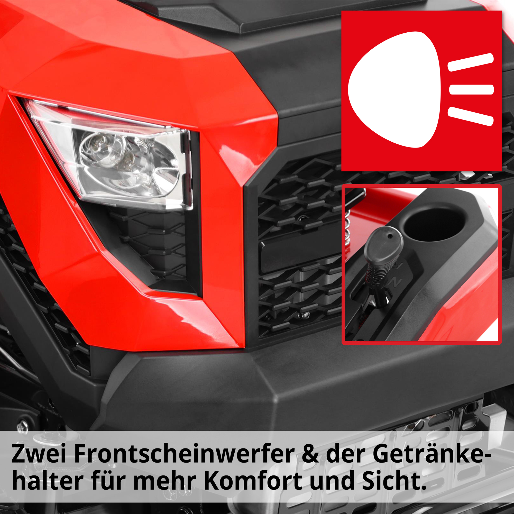 Hecht Benzin-Rasentraktor Aufsitzmäher mit Getränkehalter und Zwei Frontscheinwerfern für Komfort 