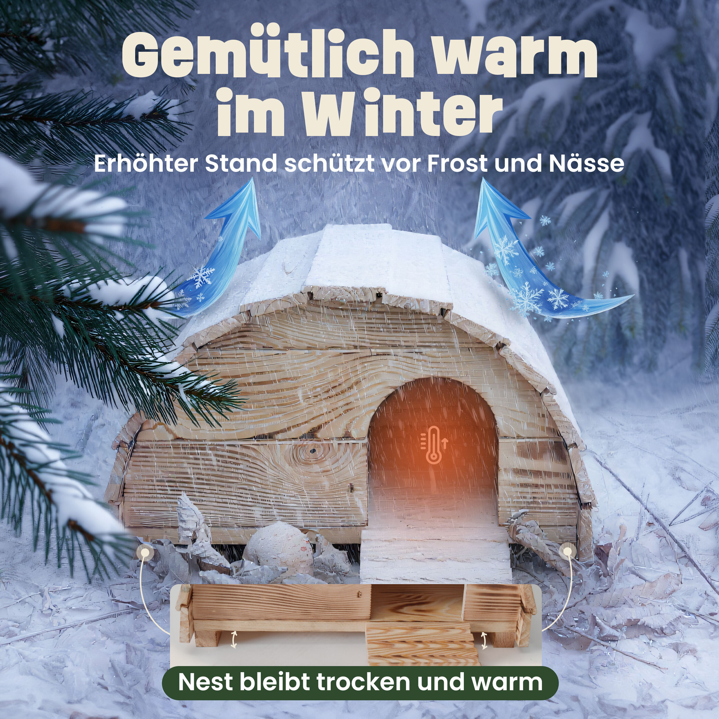Igelhaus Winter mit Schlafkammer zum sicheren Überwintern von Igeln
