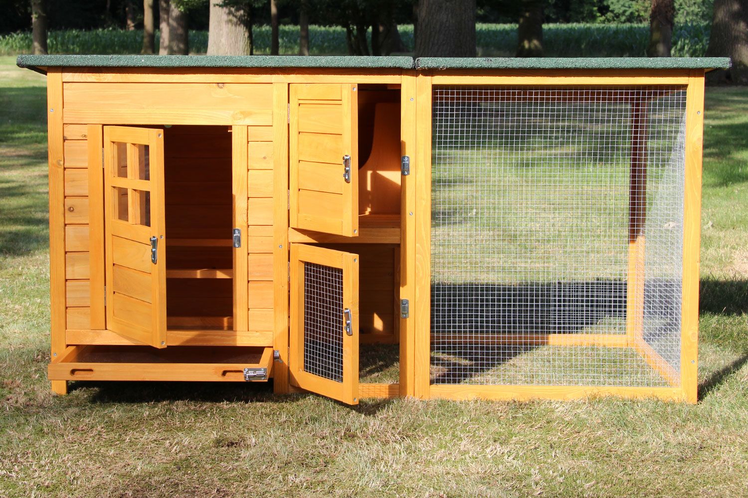 Hühnerstall Hühnervoliere Flexi offene Türen