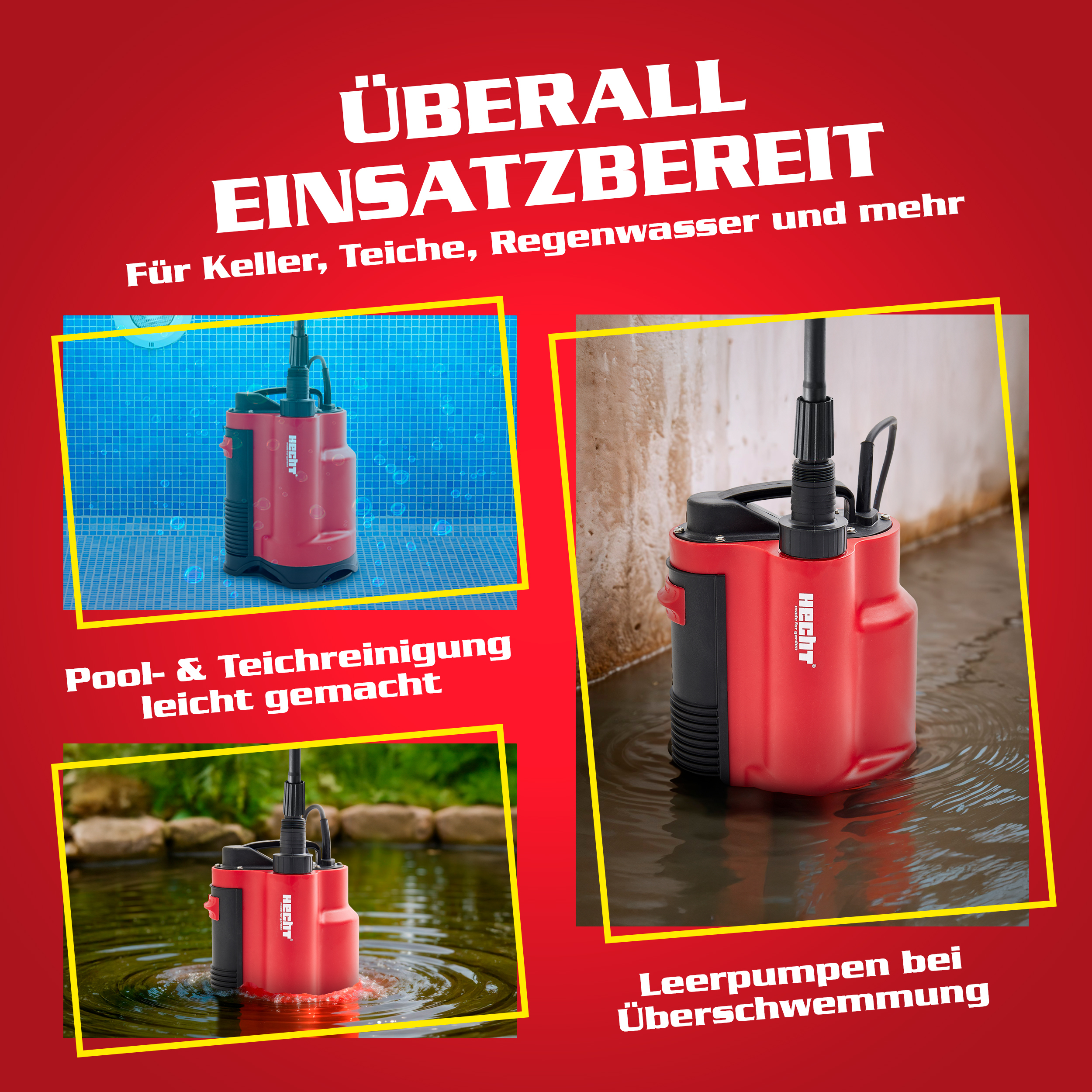 Pumpensystem HECHT 3775 für Schmutzwasser bis 16 mm Korngröße geeignet