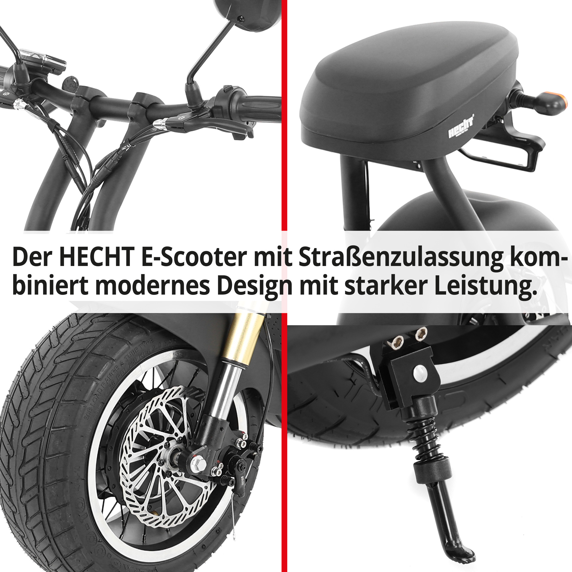 Hecht Breitreifen E-Scooter Cocis Mini Black; Mit Straßenzulassung kombiniert modernes Design mit starker Leistung