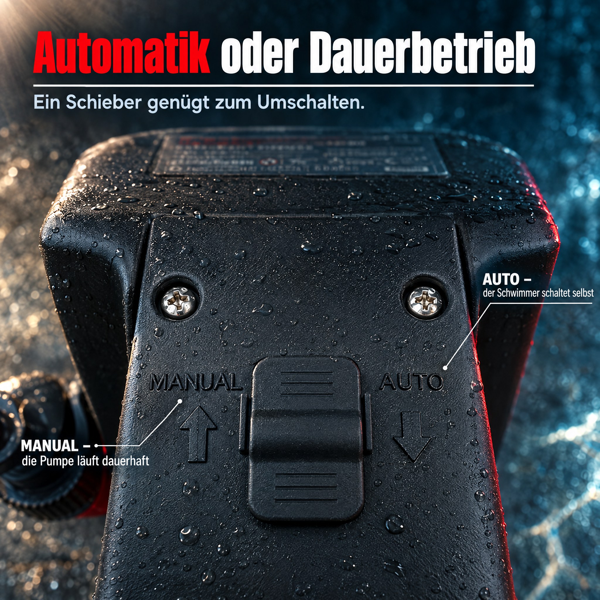 ONBEST Tauchpumpe: Einfaches Umschalten zwischen Automatik und Manual (Dieses Bild wurde mit Hilfe von KI generiert.)