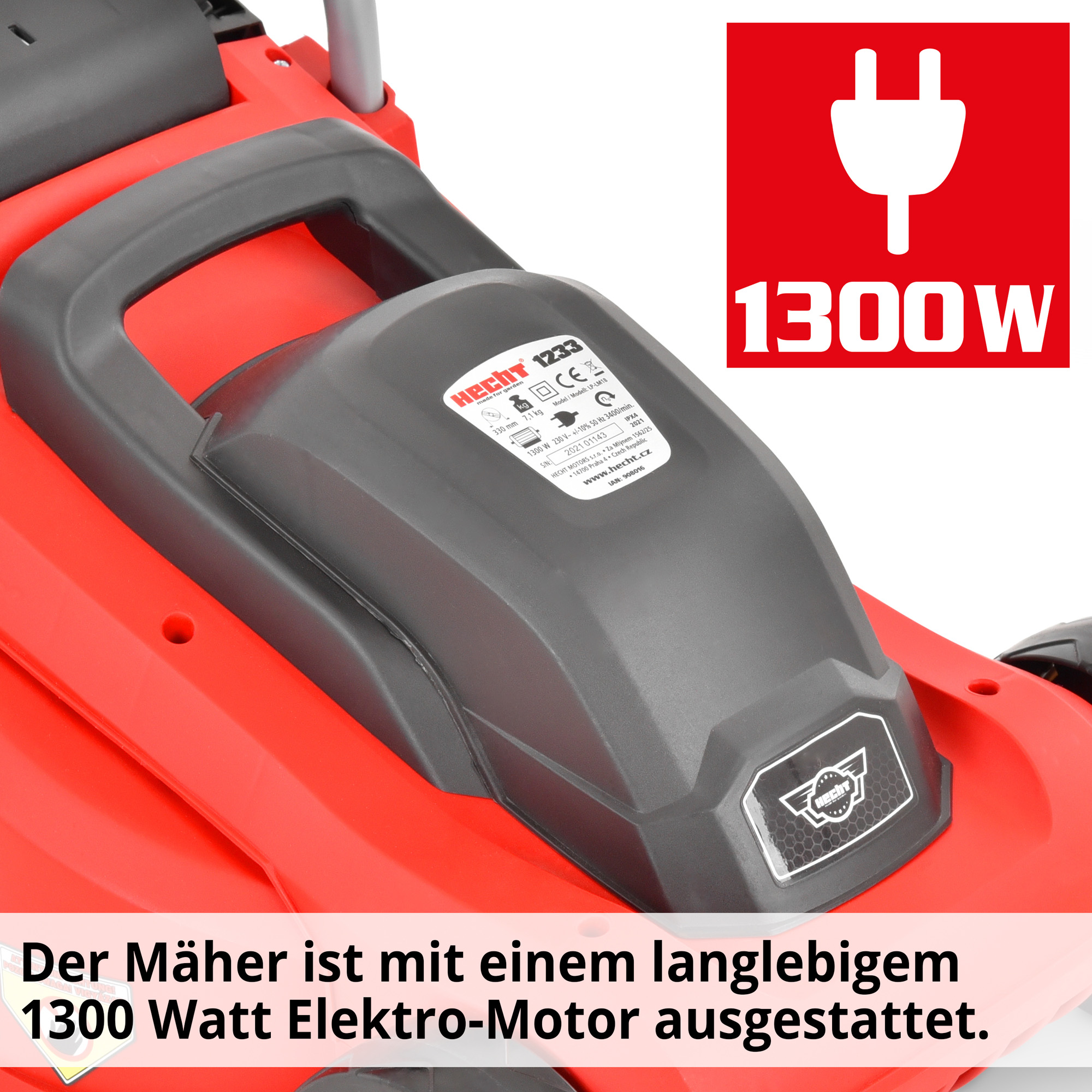 Elektro-Rasenmäher mit stabilen 1300 Watt Motor 