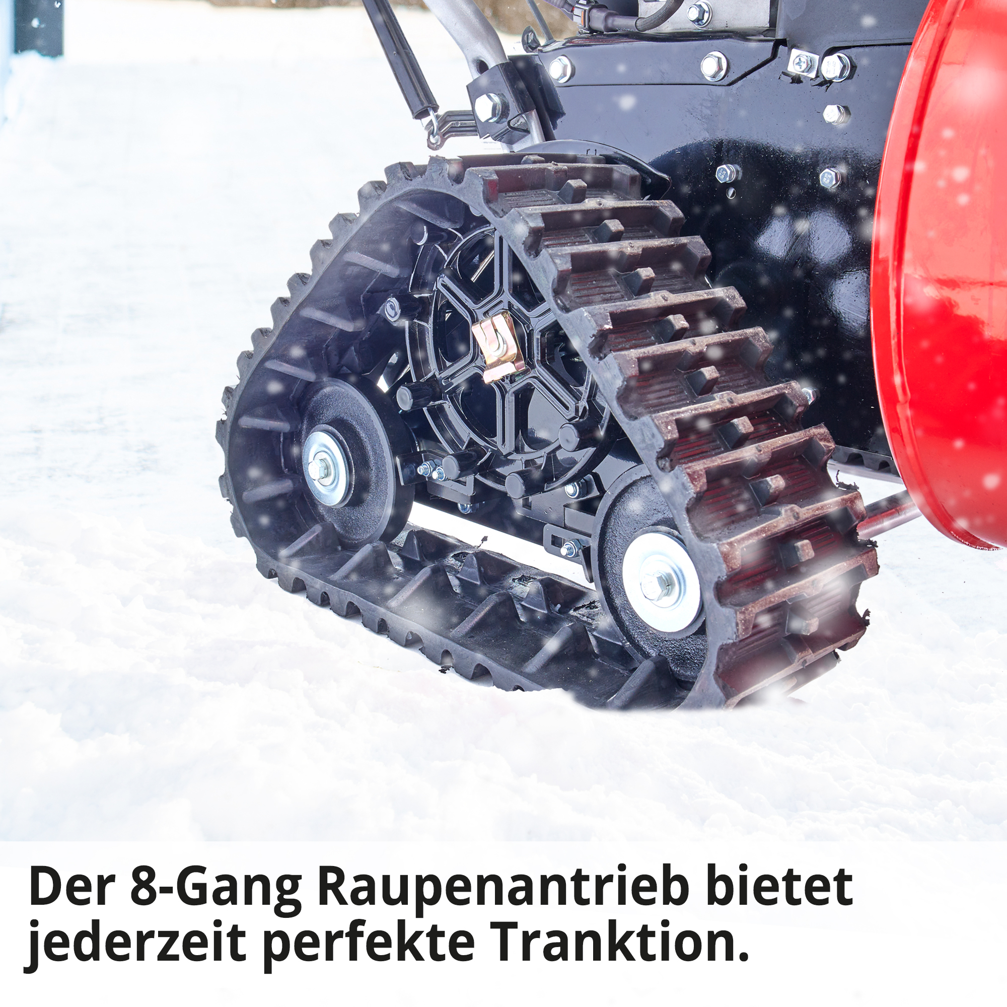 Benzin-Schneefräse mit 8-Gang Raupenantrieb für maximale Traktion 