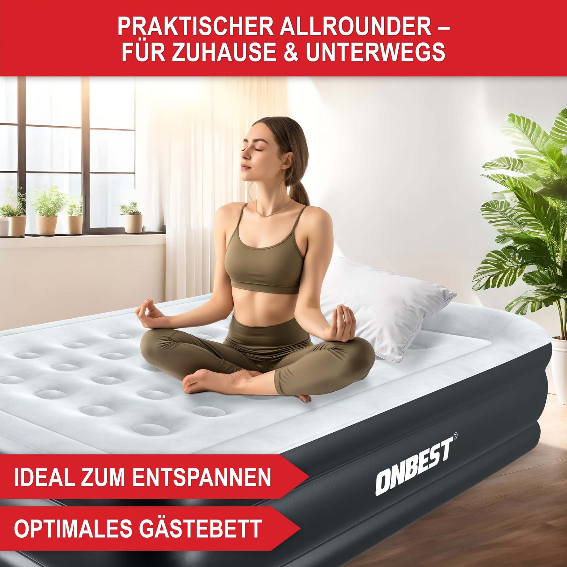 Luftbett Kingsize Schwarz - praktischer Allrounder für Zuhause und Unterwegs; ideal zum entspannen; optimales Gästebett
