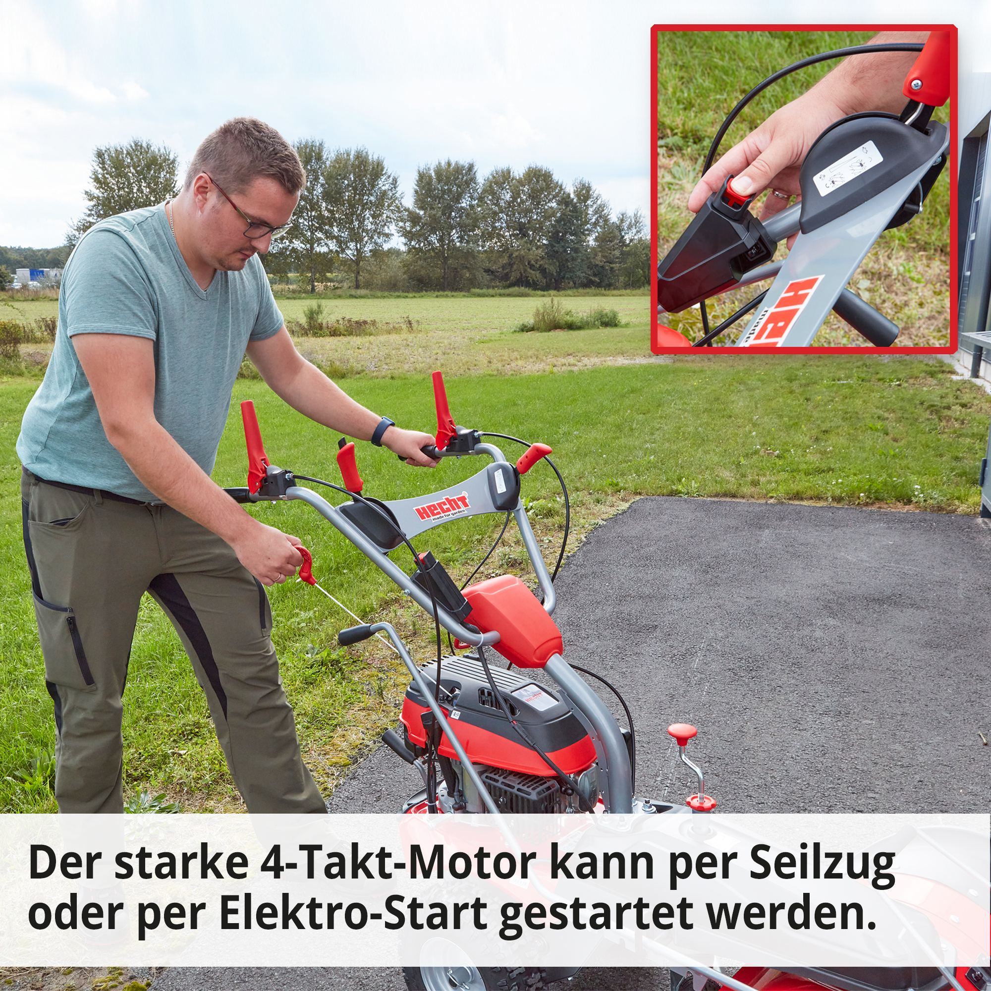HECHT Benzin Kehrmaschine 8101 S Kehrmaschine mit leichtgängigem Start per E-Start oder Seilzug