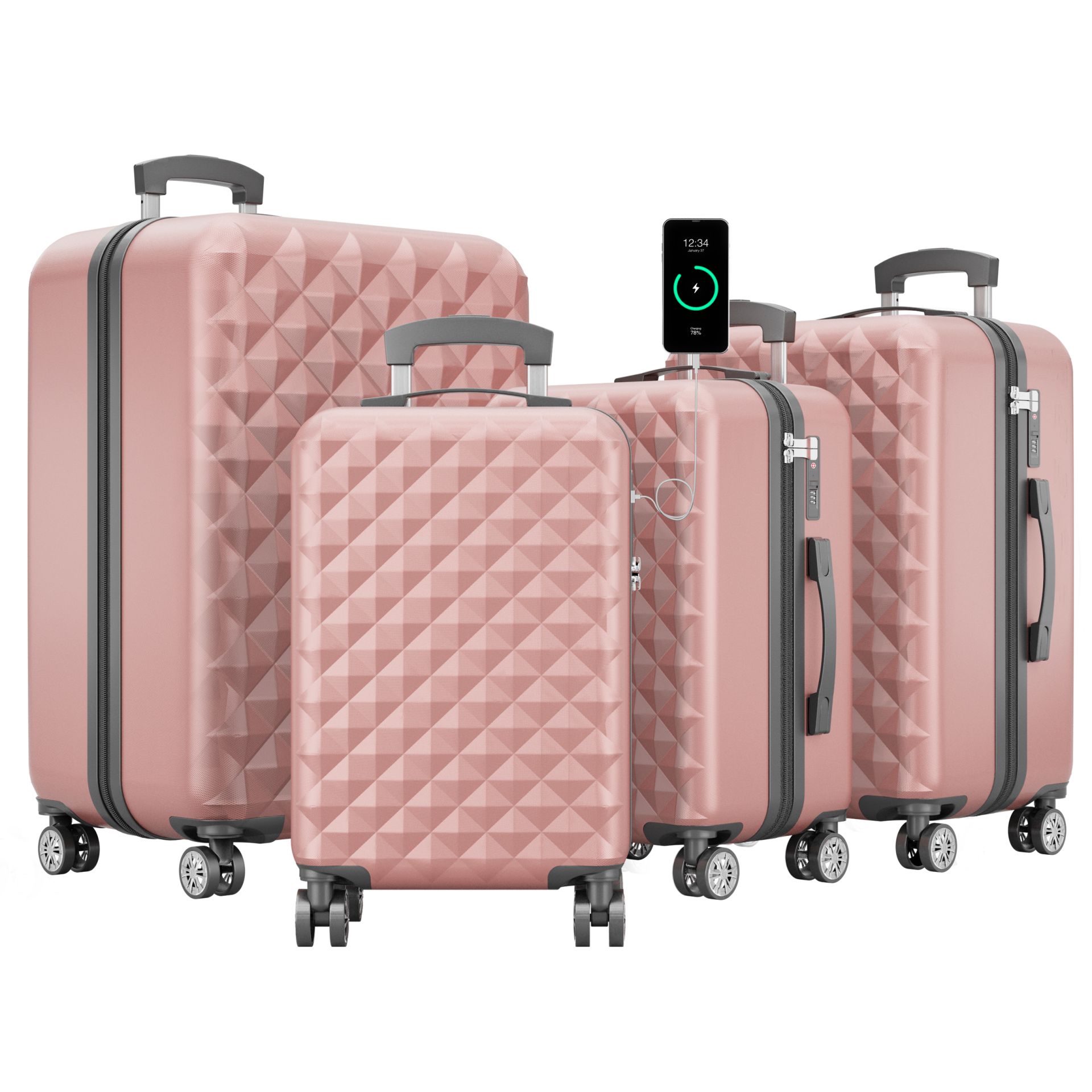 Hartschalenkofferset Rose Gold - Beinhaltet 4 Koffer