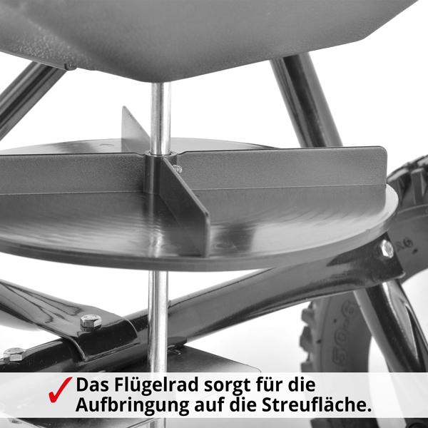 Streuwagen HECHT – Flügelrad für gleichmäßige Verteilung des Streuguts auf der gesamten Streufläche