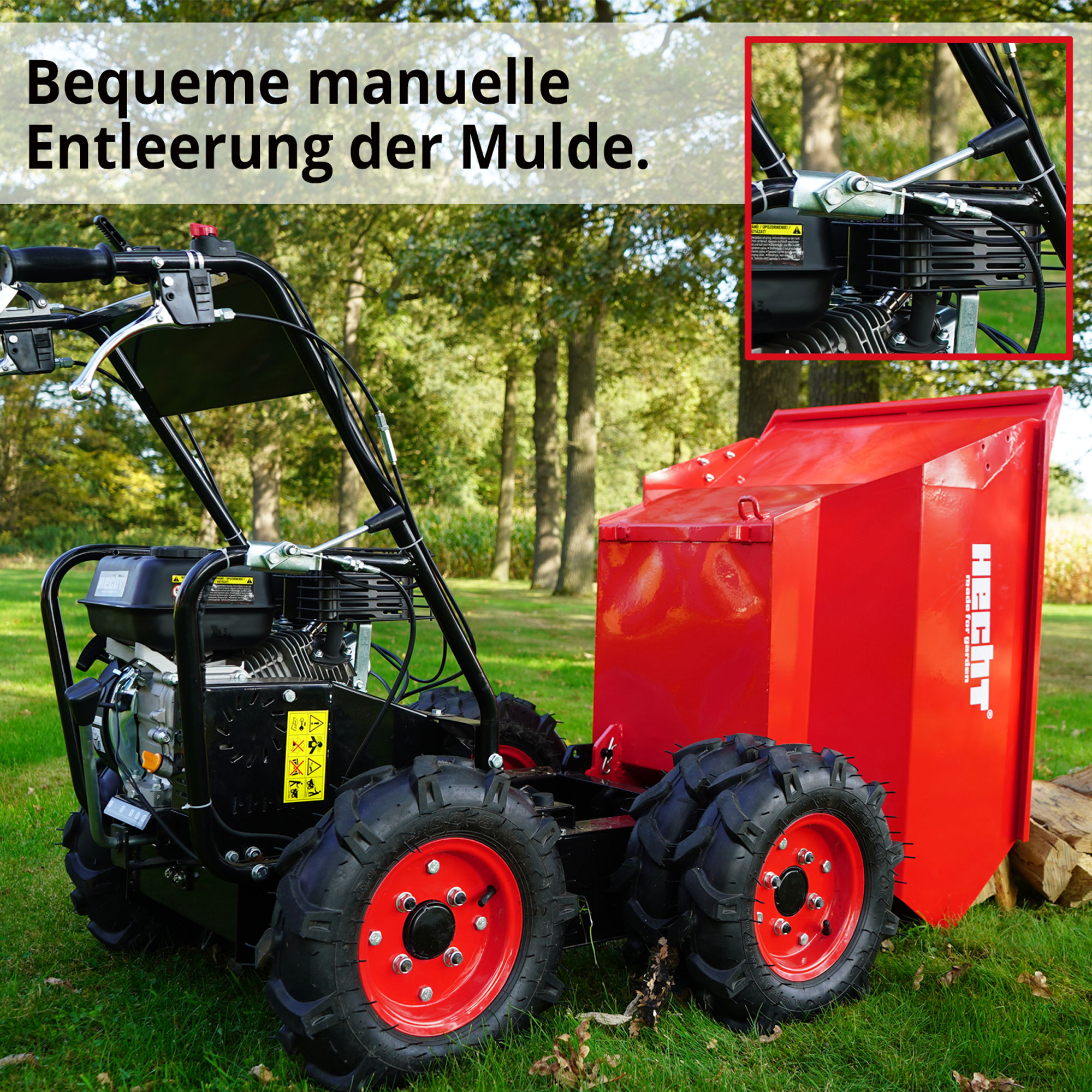 Hecht Motorschubkare mit Kippmulde für schnelles abreiten und Entladen 
