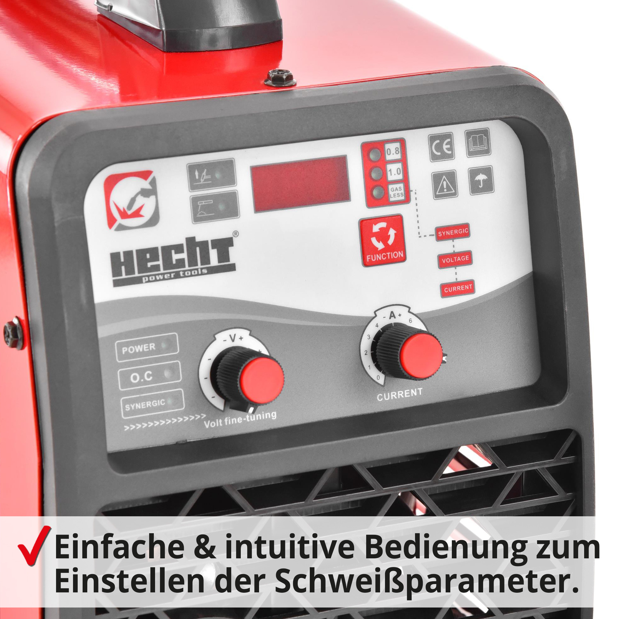 Hecht 1830 MIG MAG Schweißgerät; Einfache und intuitive Bedienung zum Einstellen der Schweißparameter