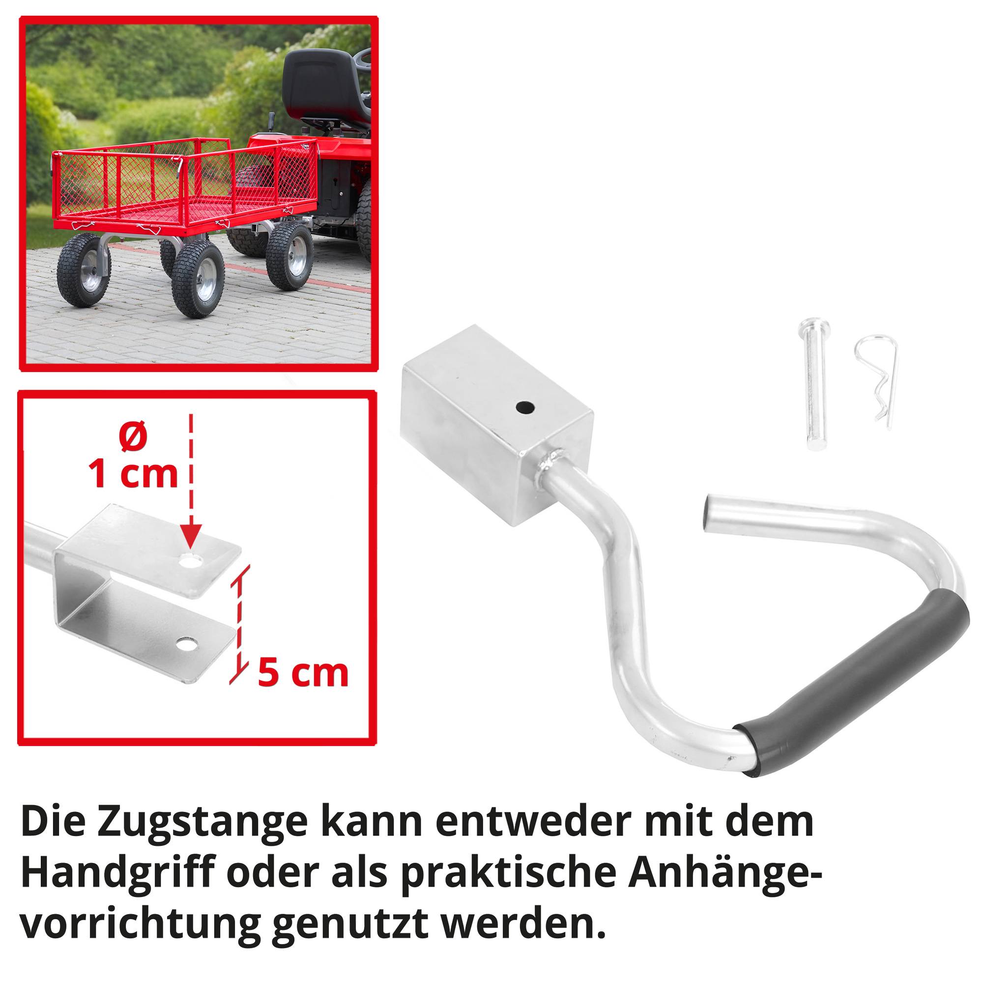 Hecht Transportwagen mit Zugangsstange kann mit Handgriff oder Praktischem Anhängervorrichtung 