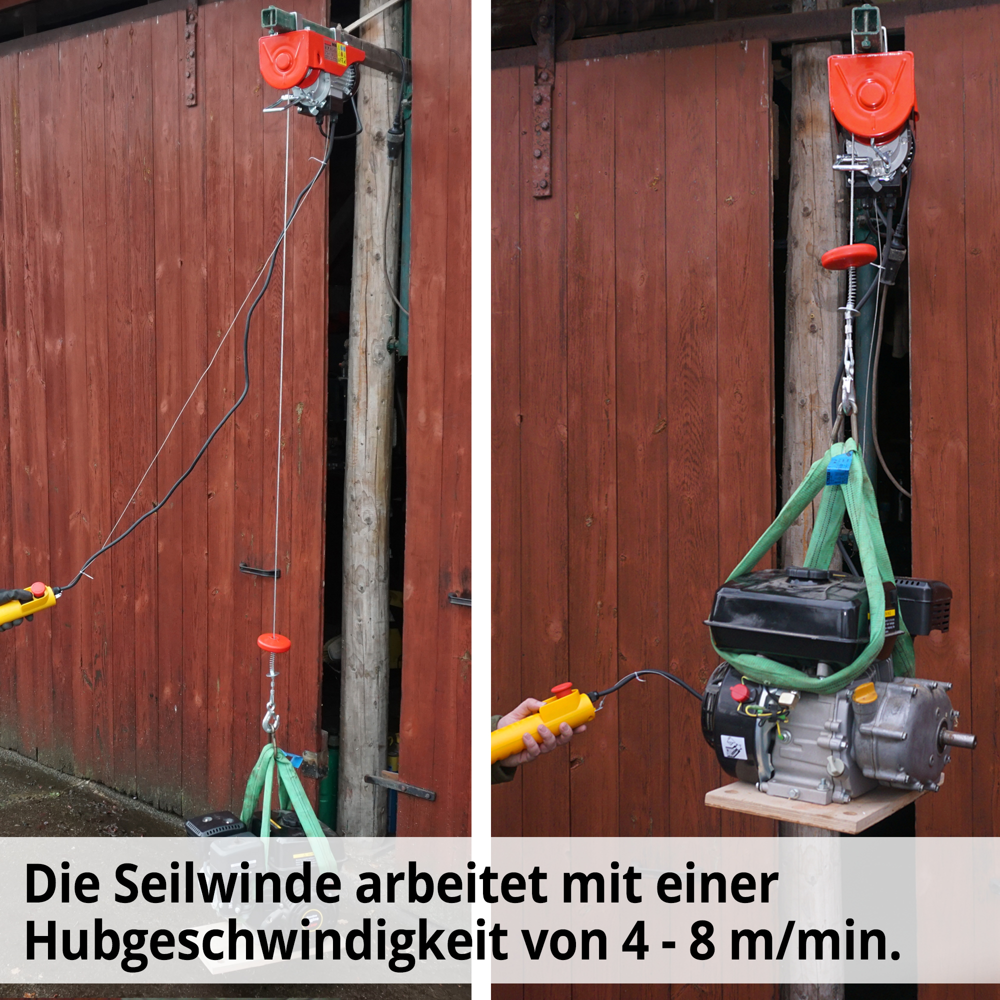 HECHT 8450 Seilzugwinde mit einer Hubgeschwindigkeit von 4 - 8 m/min