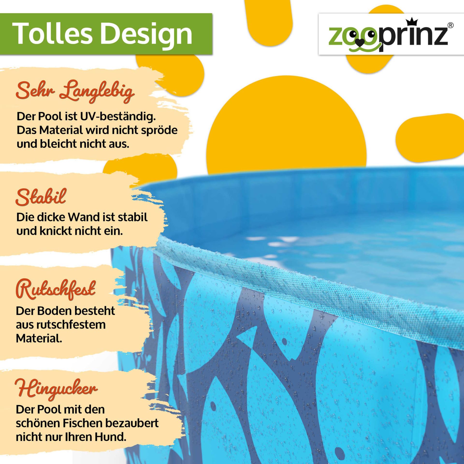 Hundepool; tolles Design mit Fischen