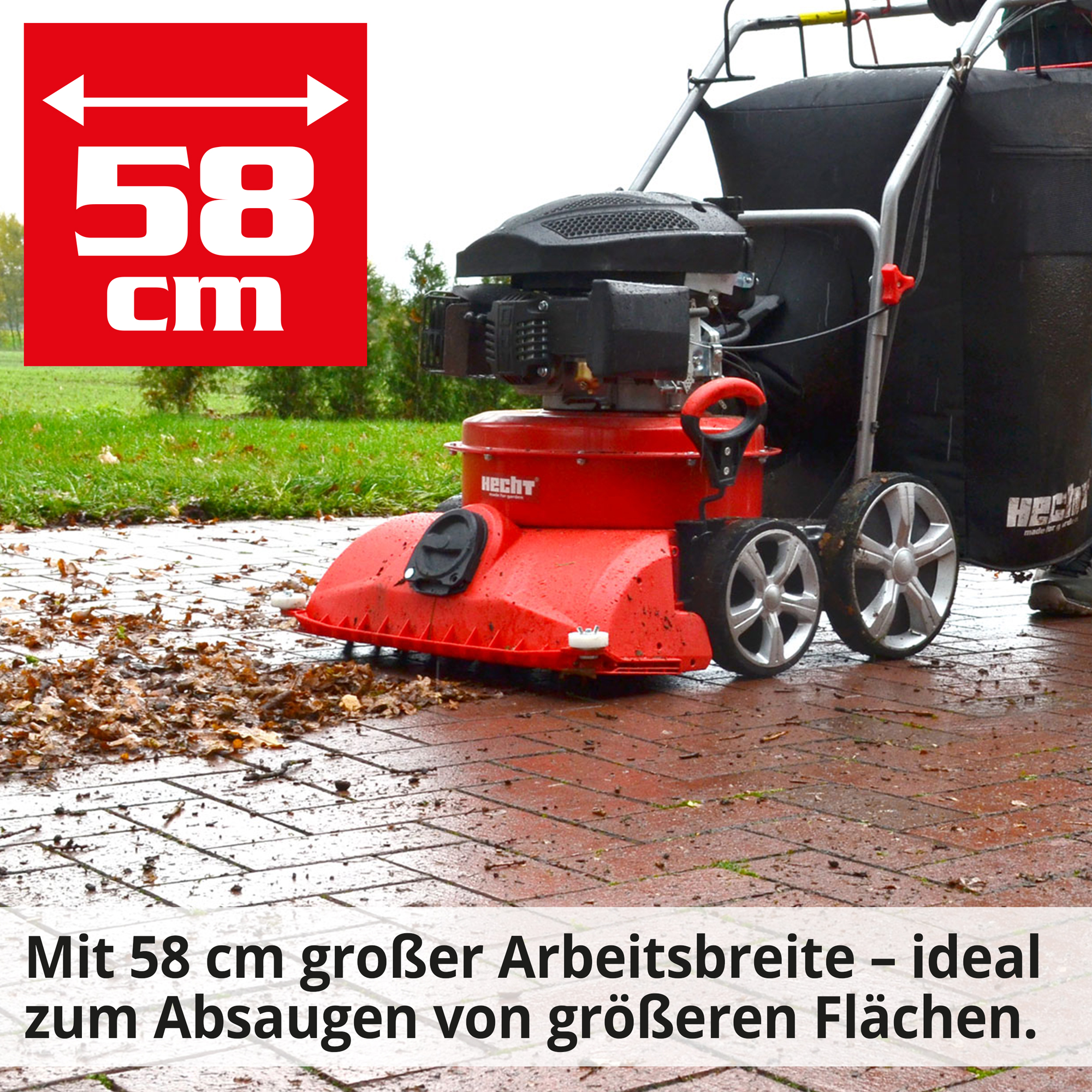Laubsauger + Kehrwalze; 58 Zentimeter große Arbeitsbreite