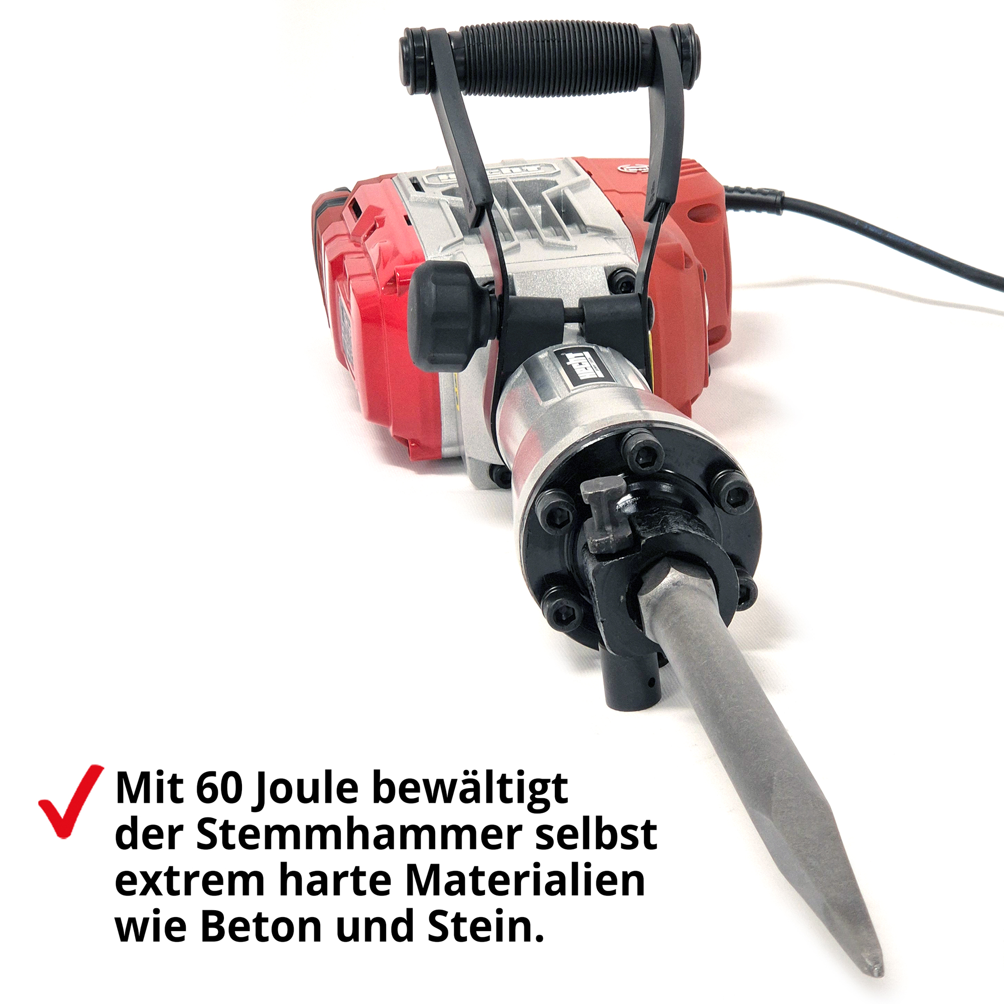 Stemmhammer mit großer Kraft, welcher harte Materialien wie Beton und Stein bewältigt