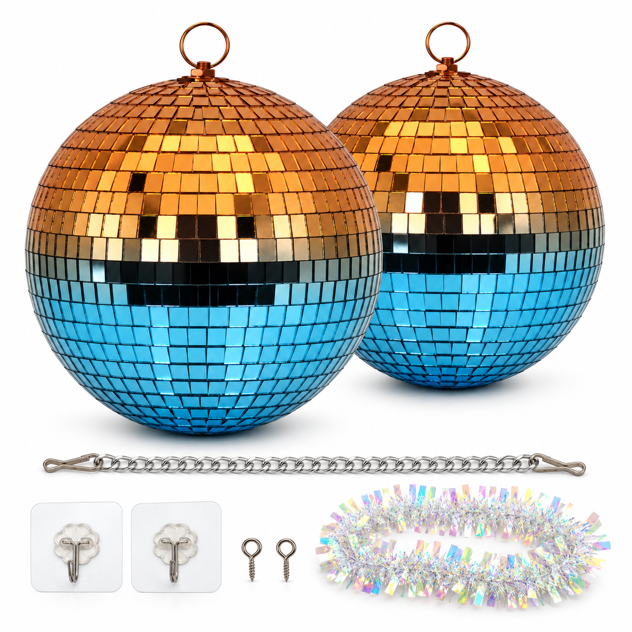 Onbest Discokugel 20 cm Bicolor 2 Stück 2er Set (Dieses Bild wurde mit Hilfe von KI generiert.)