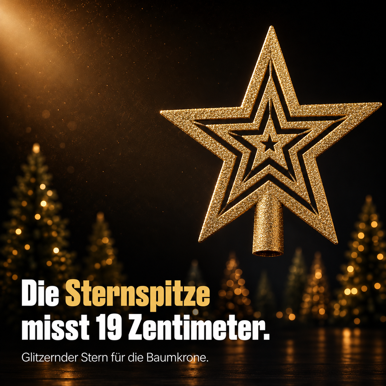 ONBEST Christbaumschmuck: Glitzernde Sternspitze mit 19 cm Größe (Dieses Bild wurde mit Hilfe von KI generiert.)