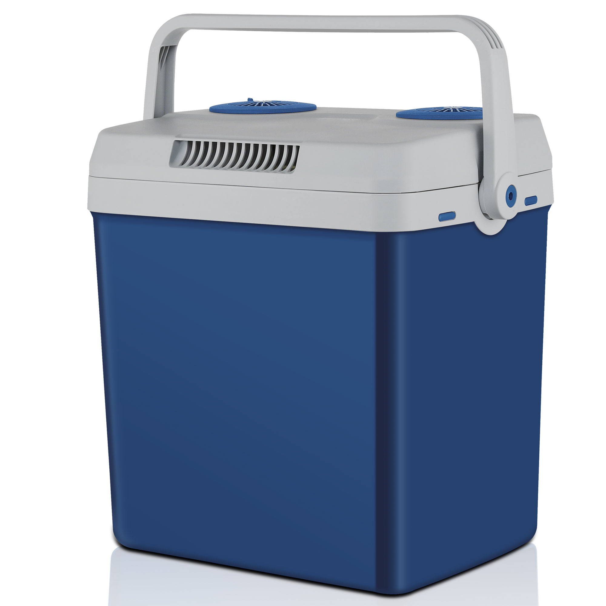 Kühlbox blau – Inklusive Strandtuch – Kühl- und Wärmefunktion – Elektrischer Kühlbehälter – Mit 230V und 12V Stecker – Tragbare Kühltasche – Ideal für Reisen – Kühlbox mit Zubehör – Perfekt für Outdoor-Aktivitäten – Isolierte Kühlbox