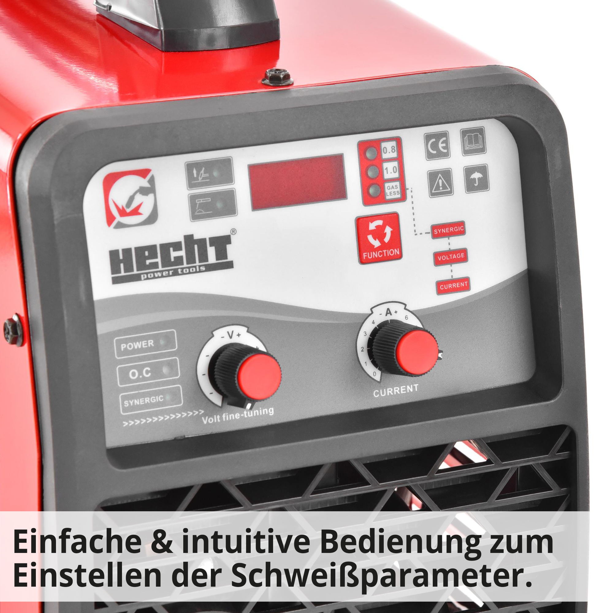 HECHT 1830 MIG MAG Schweißgerät; Einfache und intuitive Bedienung zum Einstellen der Schweißparameter