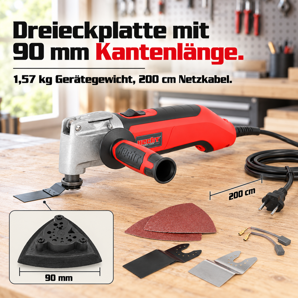 Dreieck-Schleifer Aufsatz: 90 mm Kantenlänge, ideal für Ecken und Kanten (Dieses Bild wurde mit Hilfe von KI generiert.)
