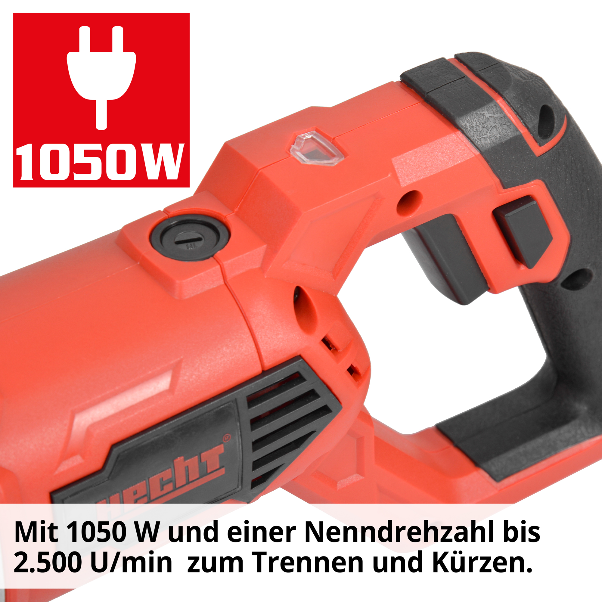 HECHT 1575 Säbelsäge; Mit 1050 W und einer Nenndrehzahl bis 2500 U/min zum Trennen und kürzen