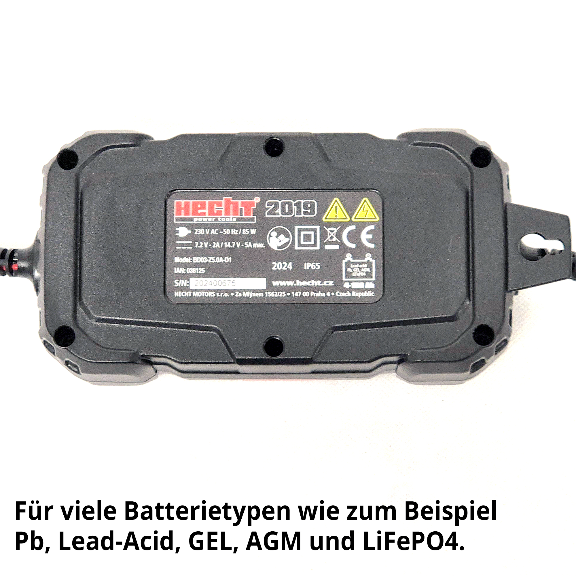 HECHT 2019 Erhaltungsladegerät; Für viele Batterietypen wie zum Beispiel Pb, lead-Acid, GEL, AMG und LiFePO4