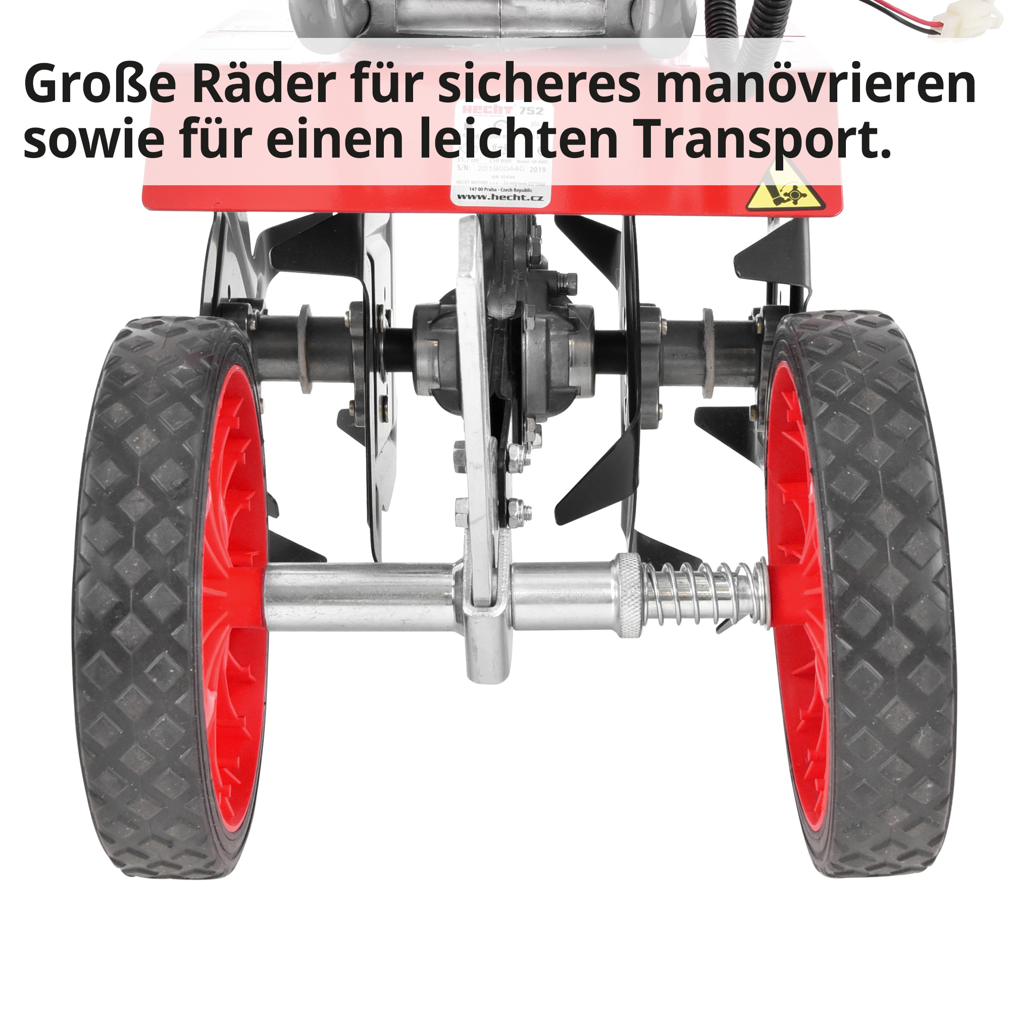 Gartenhacke; Große Räder für sicheres manövrieren sowie für einen leichten Transport